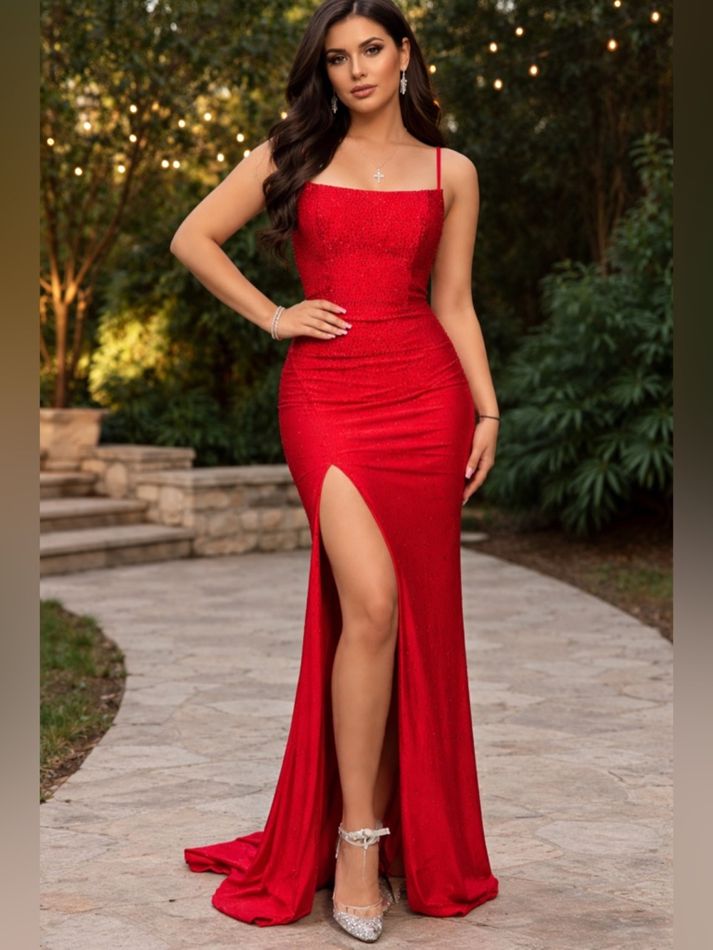 Elegant Red Evening Gown prom gown
